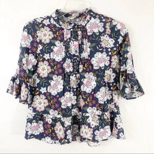 Arizona Jean Company Flowered Blouse Blue size 10